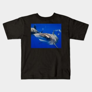 Close Encounter With An Oceanic White Tip Shark Kids T-Shirt